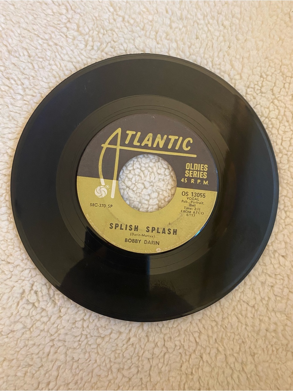 Bobby Darin Atlantic Splish Splash/Queen of the Hop 7" Vinyl 45 RPM OS 13055